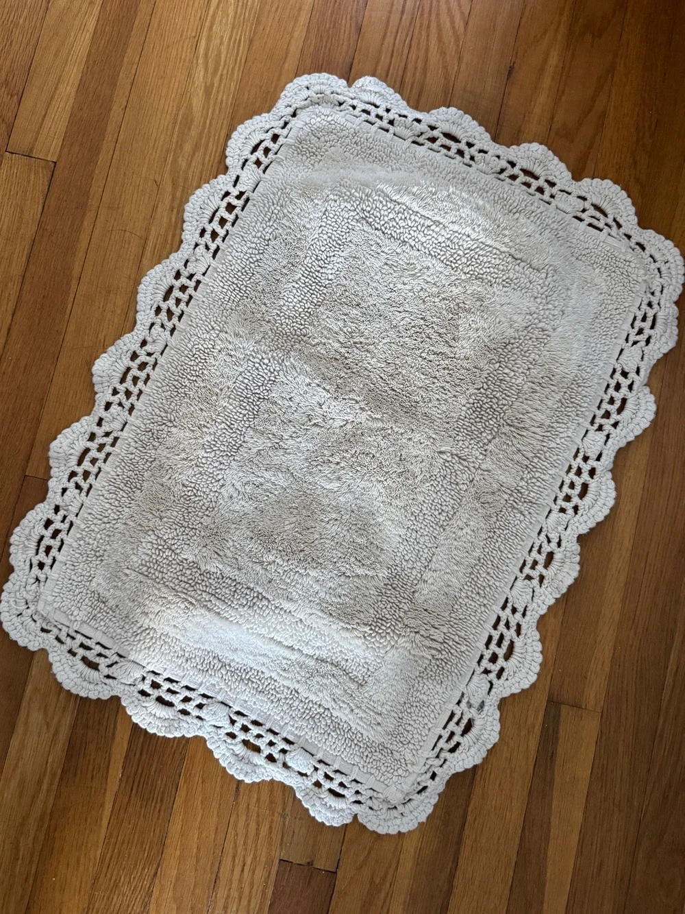 Cream Rug with Crochet Edge